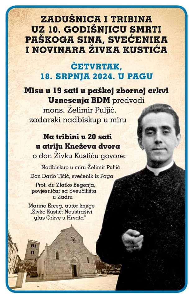 Misa zadušnica i tribina o don Živku Kustiću u Pagu