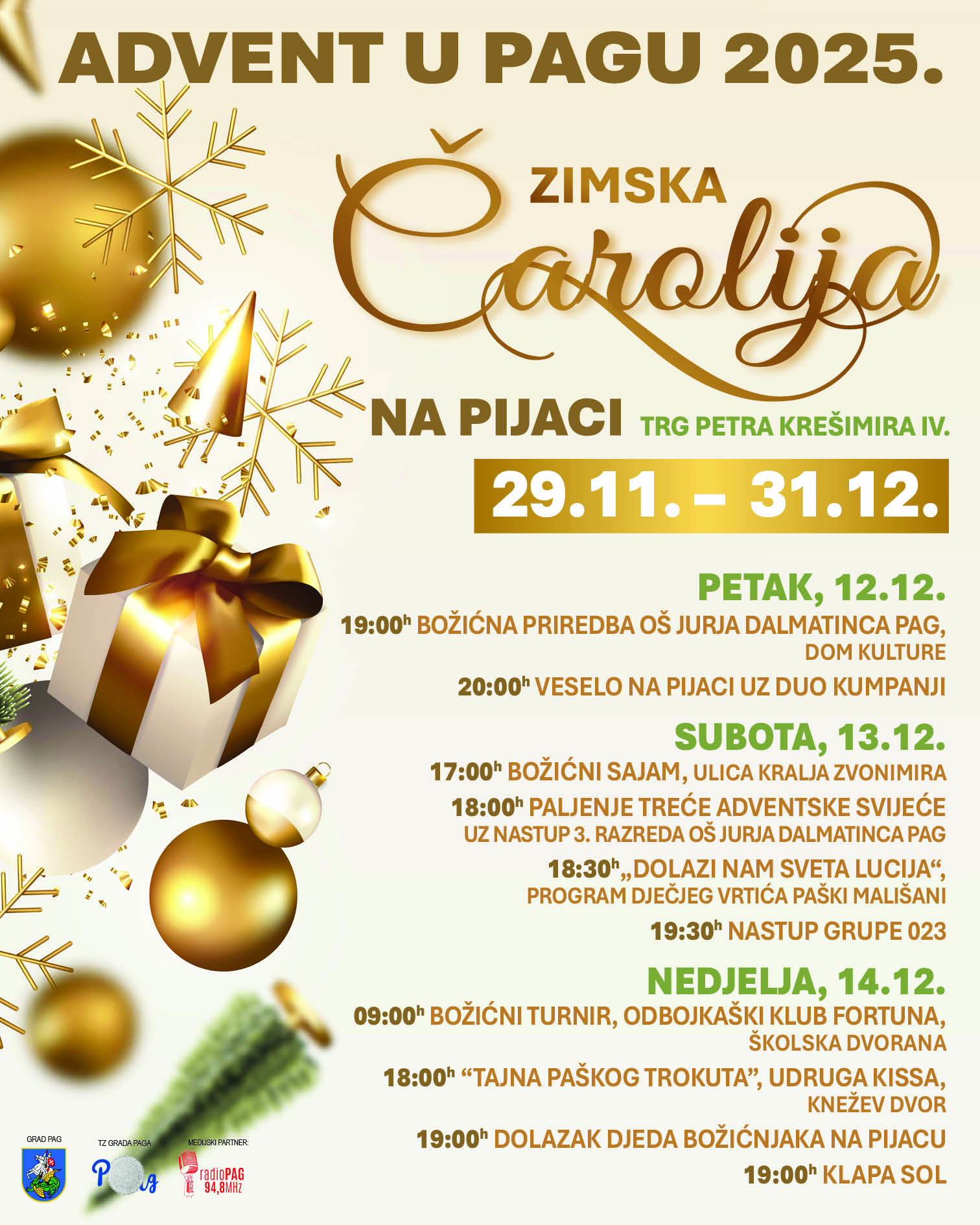 Treći adventski vikend u Pagu, 12. – 14. prosinca 2025.