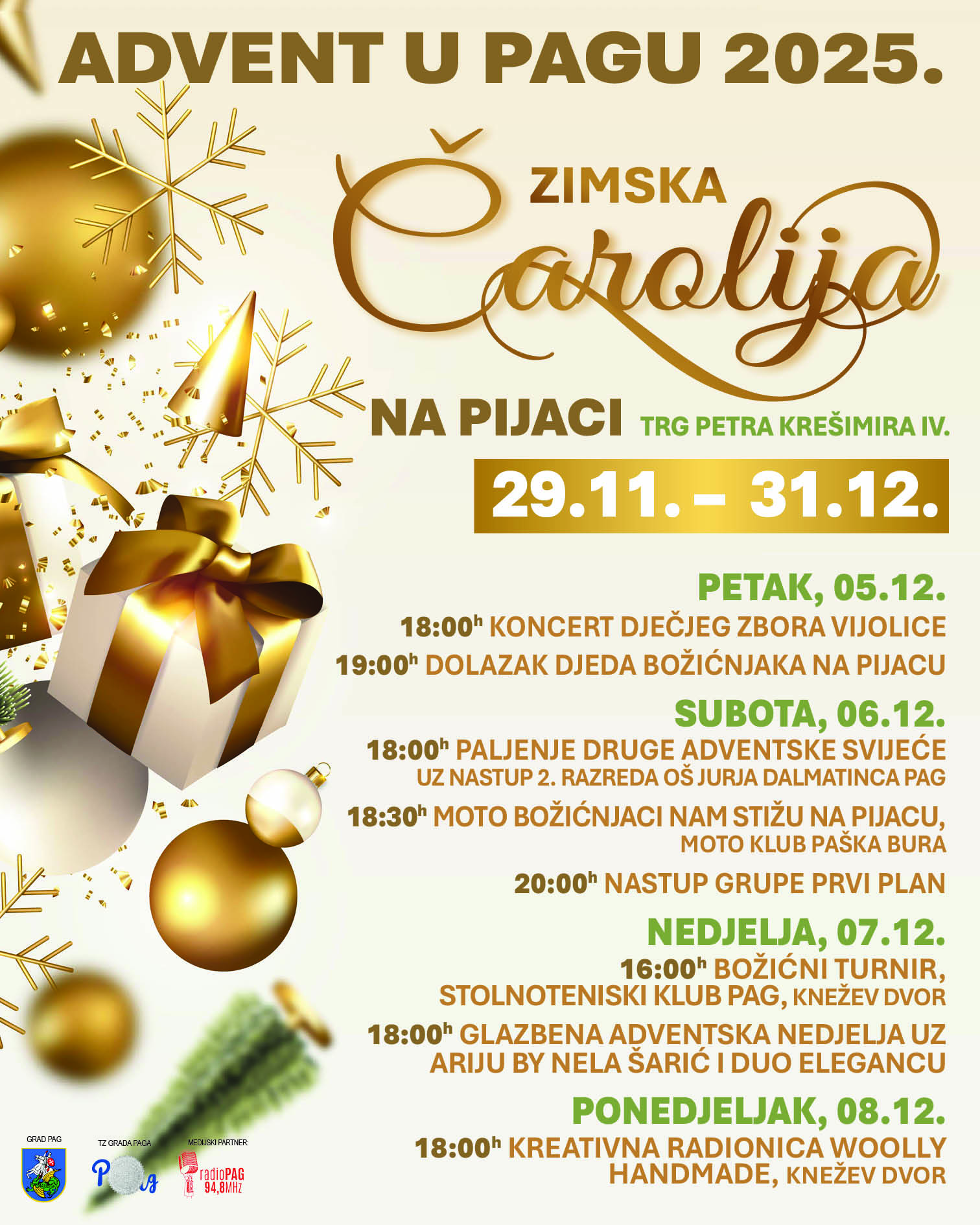 ADVENT U PAGU 2025. - Vikend program od 5.-8.12.