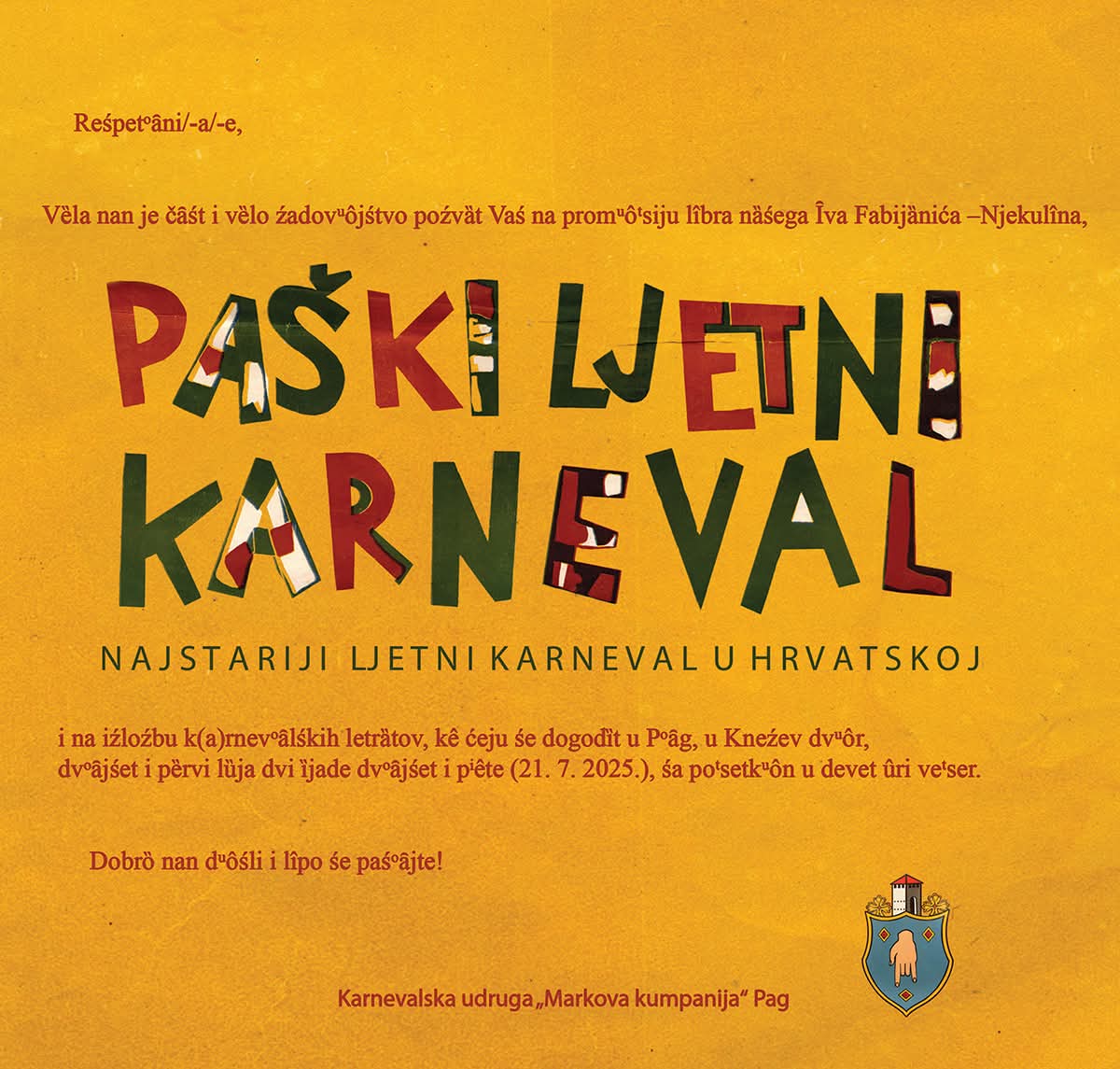Promocija monografije "Paški ljetni karneval – najstariji ljetni karneval u Hrvatskoj"