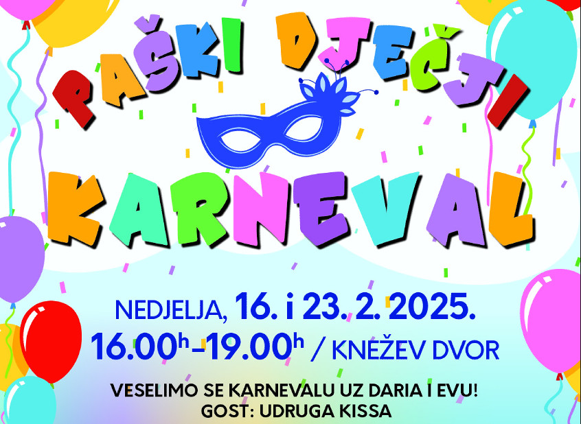 PAŠKI DJEČJI KARNEVAL U KNEŽEVOM DVORU