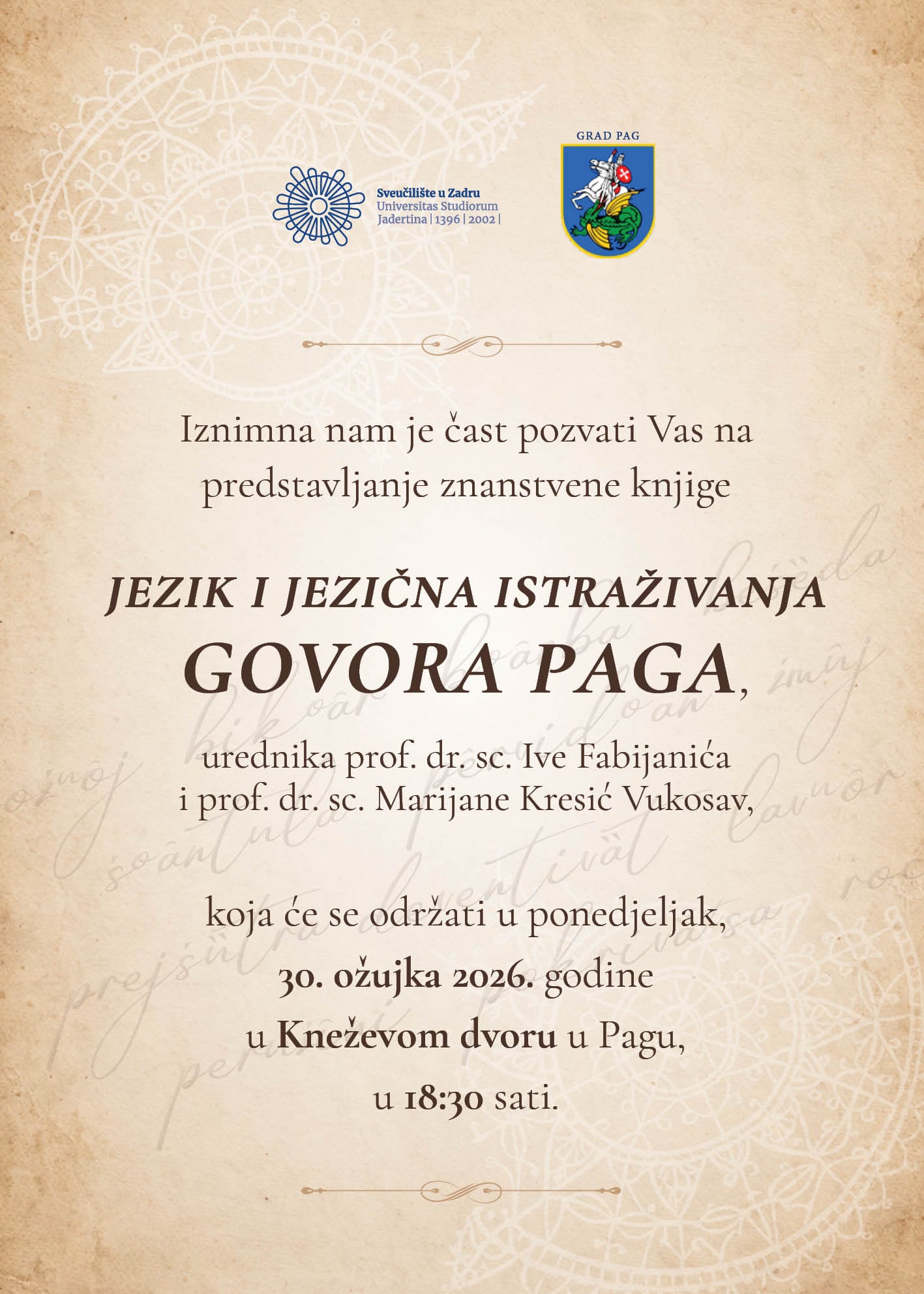 Predstavljanje znanstvene knjige „Jezik i jezična istraživanja govora Paga“